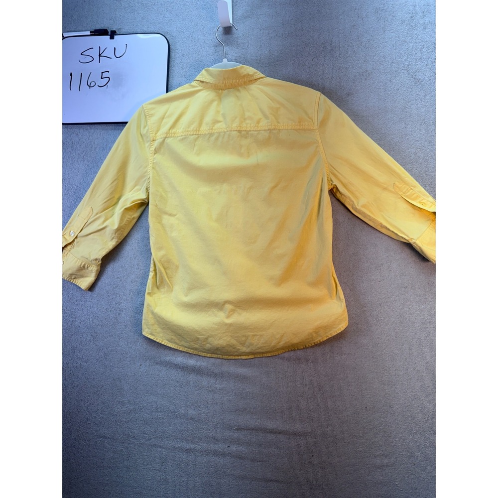 Polo Jeans Co Ralph Lauren Shirt Womens M Yellow Button Down Cotton Spandex Long